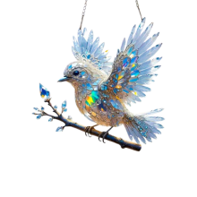Crystal Sky Bluebird Stained Glass Art Ornament (20 cm)