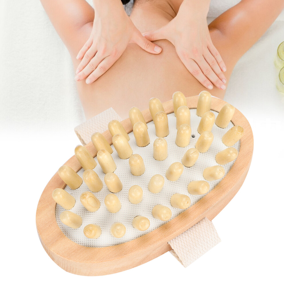 Massage Brush Natural Wood Massager Body Brush Scrubber Hair Scalp Spa Bath Massage