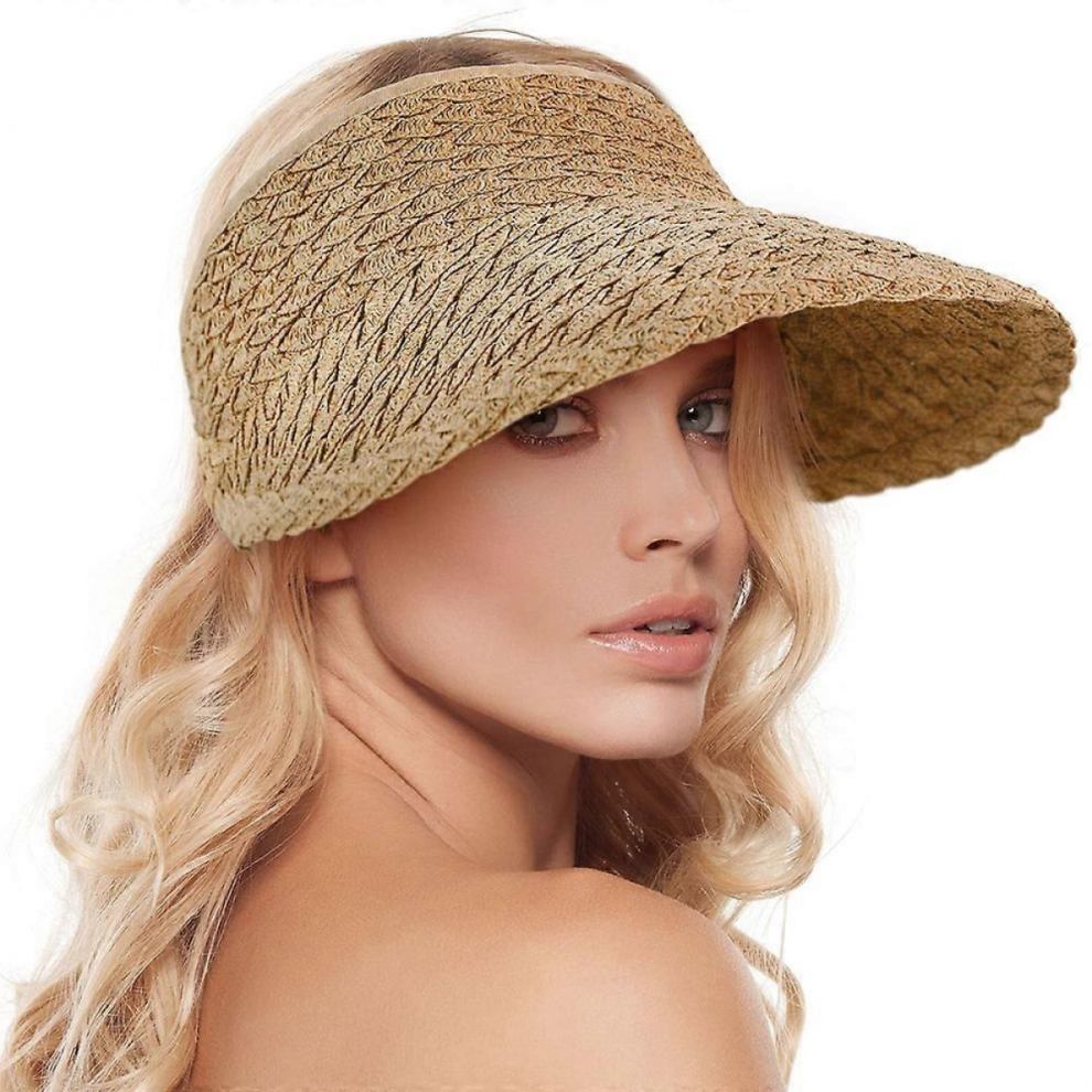 Chapeau de soleil à large bord pour femme, chapeau de golf en paille pliable et enroulable