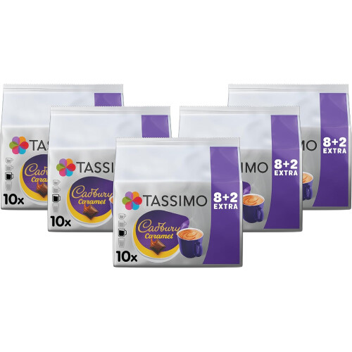 Tassimo Cadbury Caramel Hot Chocolate Pods x10 (Pack of 5, Total 50 Drinks) - Velvety Cocoa & Caramel Flavour