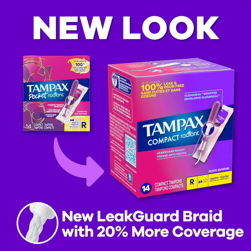 Tampax Pocket Radiant Compact Plastic Tampons 1