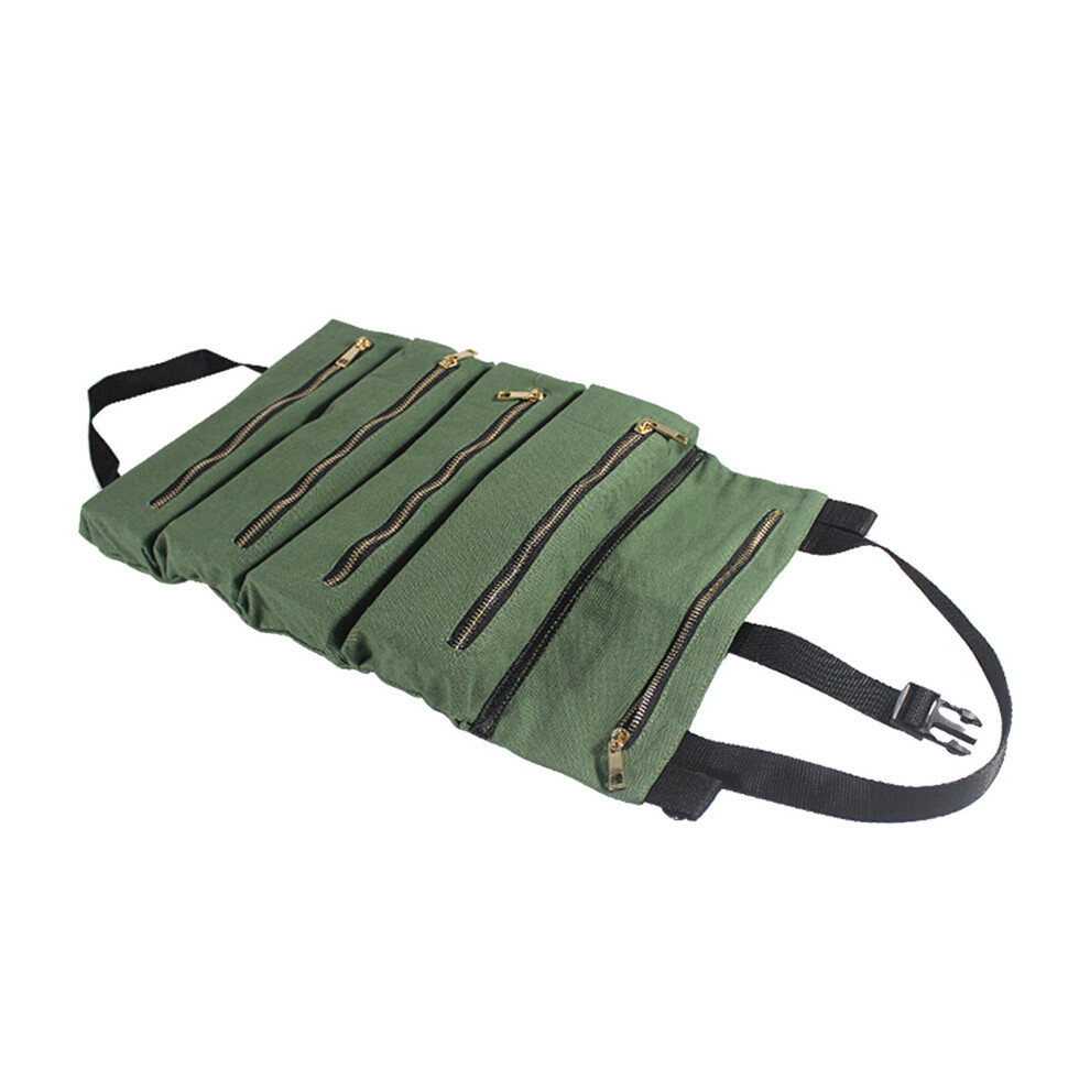 Penggong Tool Roll Up Bag Zippered Bag 5 Pockets Canvas Tool Organizer Portable Tool Roll-Up Pouch Tool Bag Workbag Zipper Utility Tote 8481323662250