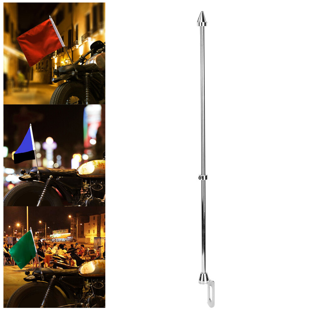 Universal Motorcycle Auto Flagpole Rear Seat Luggage Rack Mount Flag Pole Accessorysilver 4241323664654