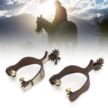 Low Carbon Steel Elegant Appearance Hand Sculpture Cowboy Horse Boot Spurs Decoration for Entertainment Equestrian Competition