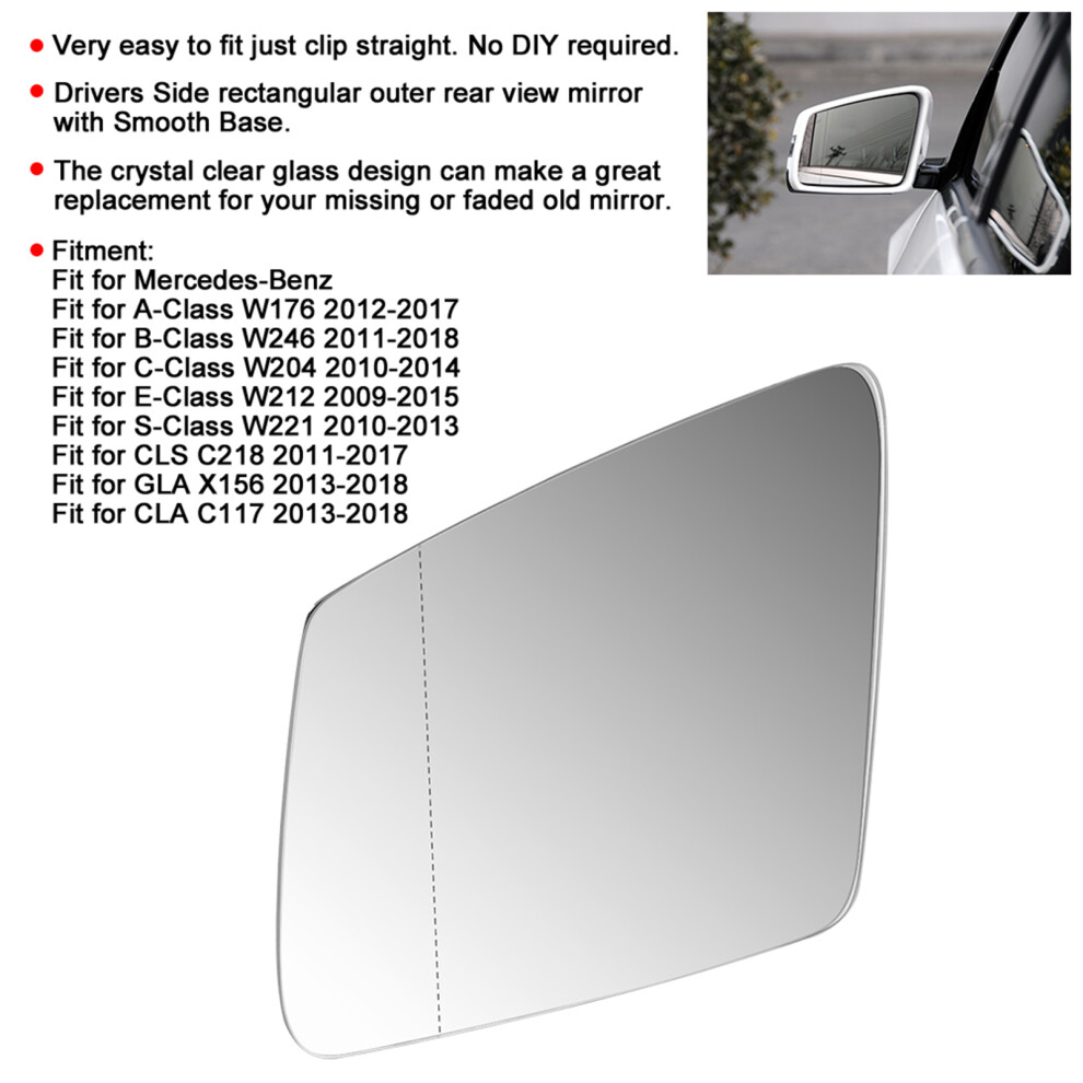 Left Side Rearview Wing Mirror Glass Fit For Mercedes Benz W212 W246 W204 W176 4981323668985