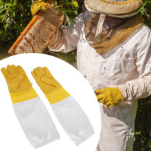 2PCS Sheepskin Yellow Against Anti Bee Sting Hollow Breathable Hand Protection Beekeeper Gloves Beekeeping Tool Equipment