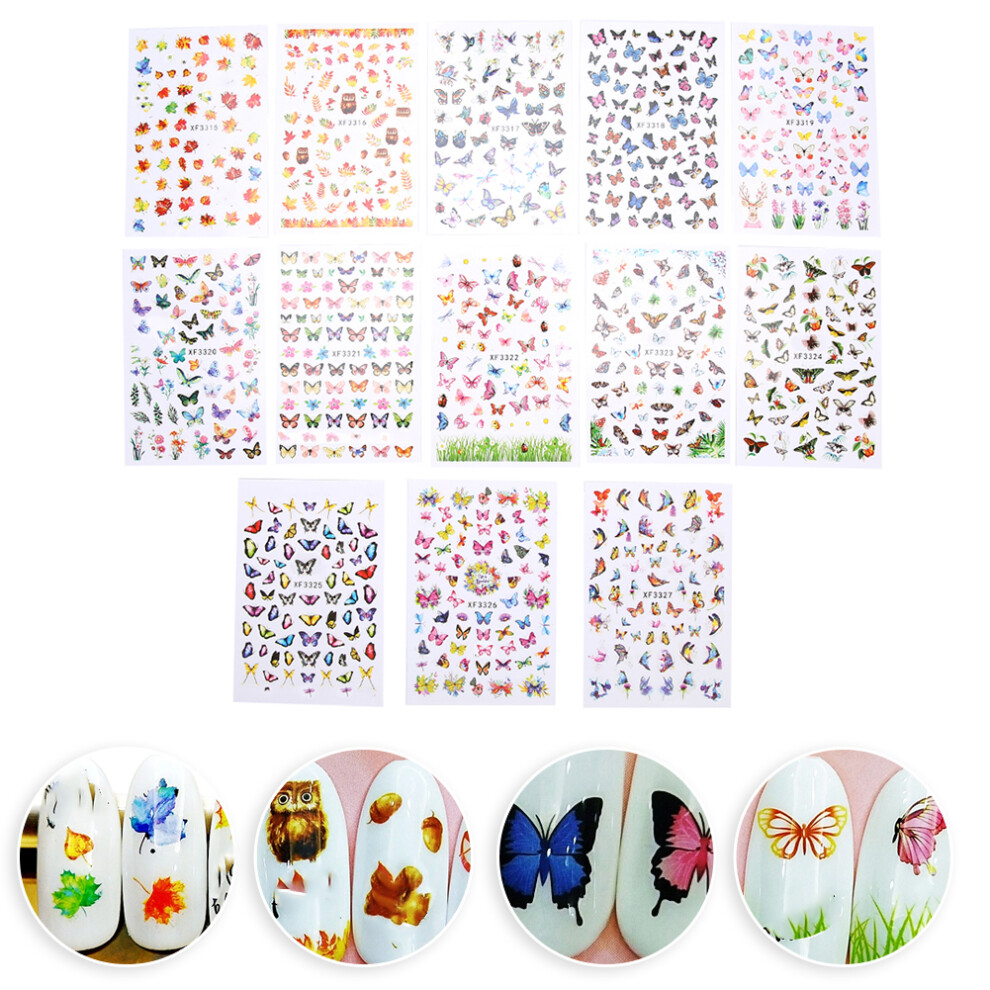 13pcs Nail Art Sticker Self Adhesive Nail Decoration DIY Manicure Decals Tool