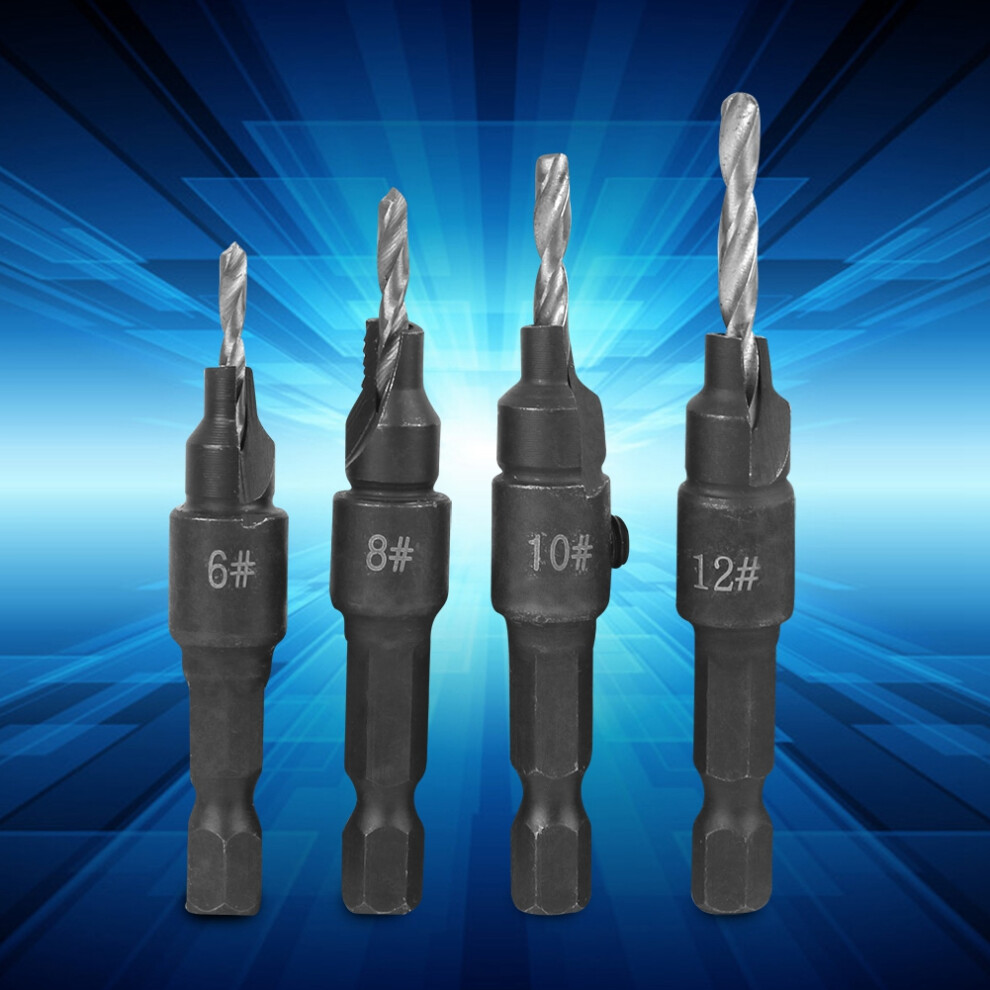 4Pcs Carbon Steel Drill Bit Kit 6-12# With Hex Wrench Woodworking Tool Accessories 7621323672151
