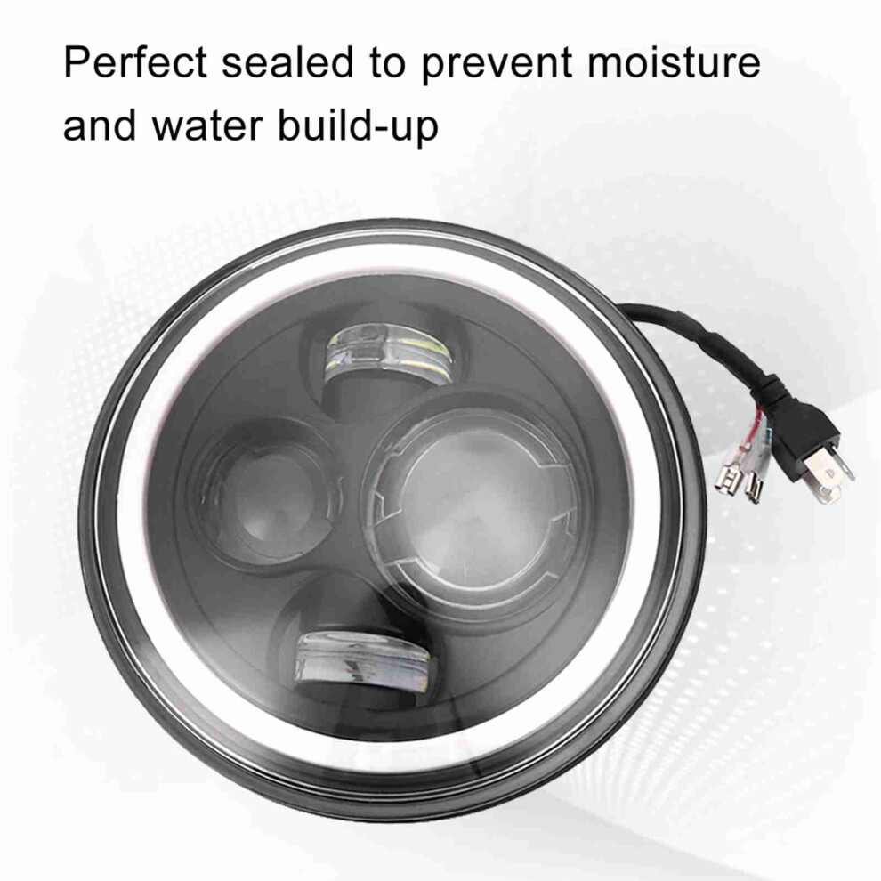 7inch Round LED Headlight Halo Angle Eyes Daytime Running Light Turn Signal Lamp