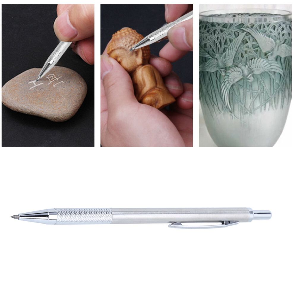 Scriber Scribing Pen Ceramic Marker Engraver Cutting Tool Tungsten Steel Tip For Metal / Glasssilver 7891323676057
