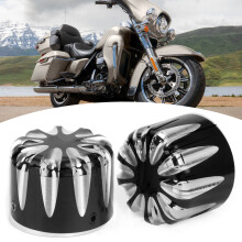 Pair of Motorcycle CNC Aluminum Axle Nut Cap Cover Water Drop Type Fit for Electra/Road GlidesBlack