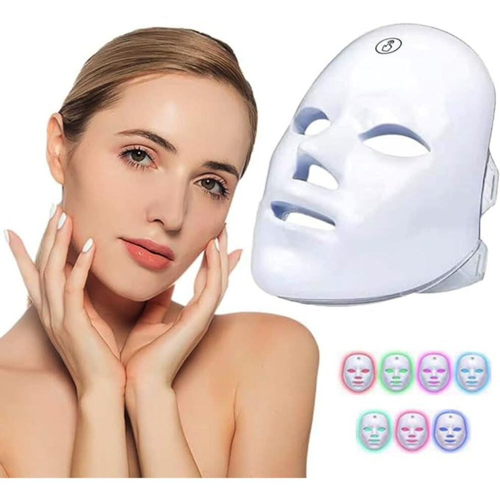 Rechargeable Facial Led Mask 7 Colors Led Photon Therapy Beauty Mask Skin Rejuvenation Home Face Lifting Whitening Beauty Device