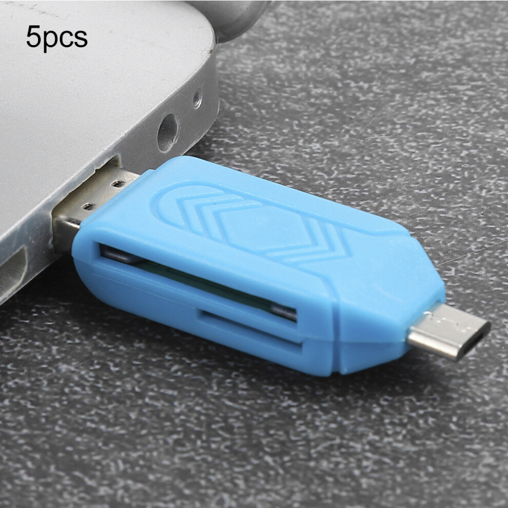 5Pcs Usb2.0 Mobile Phone Computer Dual Use For Otg Card Reader Support For Android Xiaomi( ) Blue 3551323684141