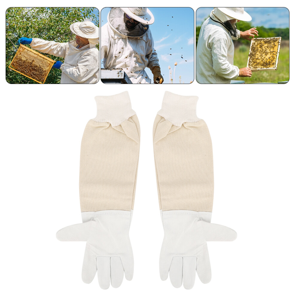Pair of Sheepskin Beekeeping Protective Gloves Long Sleeves Full Hands Protection for Beginners BeekeepersXXL-image-OPC-PHW8ZYB-NEW