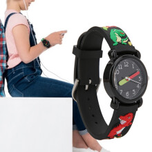 Children Watch Cartoon Pattern Waterproof PVC Strap Quartz Children WatchDinosaur