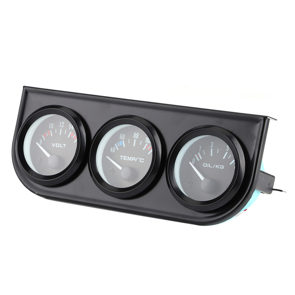 1/8In Npt 52Mm/2In 3ÂInâ1 Car Meter 8Â16V Voltmeter 40Â120 Water Temp Meter 0Â7Kg Oil Pressure Gauge Kit 3191323688512