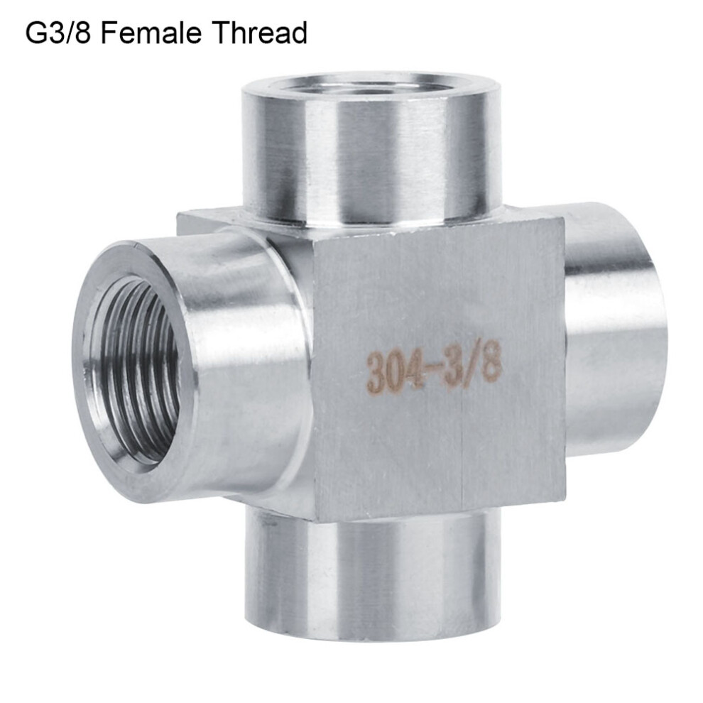 304 Stainless Steel Tee 4-Way G3/8 Female Thread Pipe Fitting Connector Adapter4 Way G3/8 9371323693530