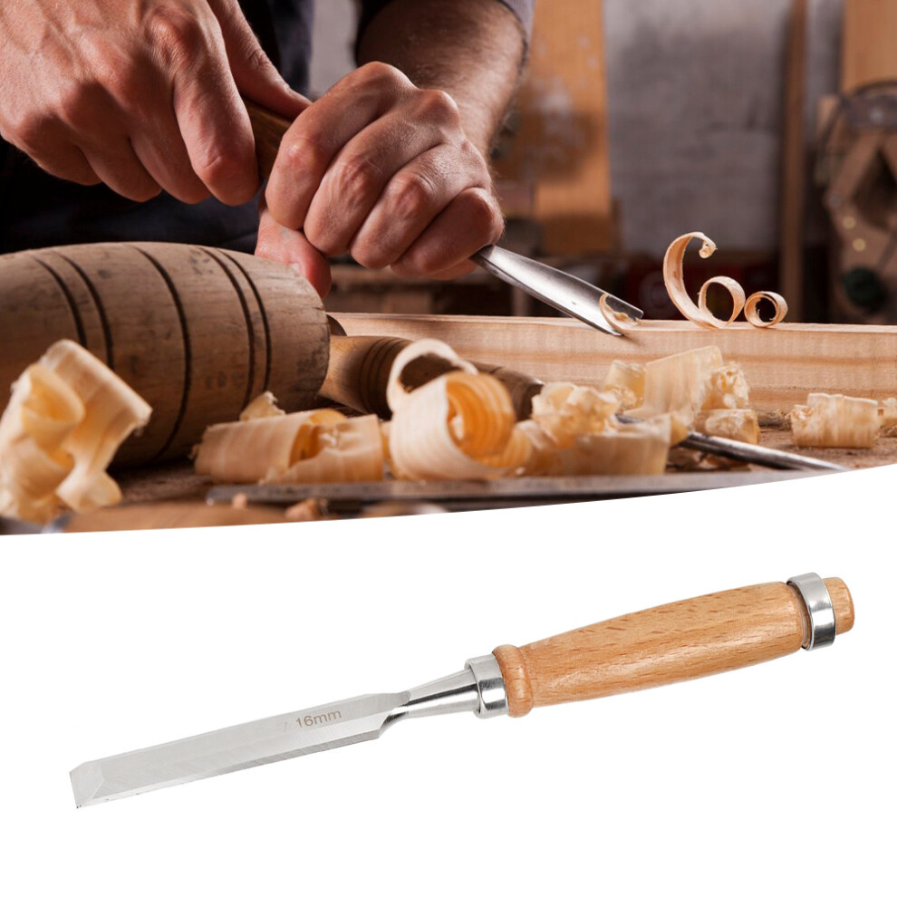Flat Chisel Woodworking Tool Wooden Handle Hand Tools Durable Hardware Accessory Cr V 16Mm 4181323693776
