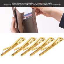 5Pcs Money Cash Clip Spring Anti Rust Electroplated Steel 75mm for Leather Wallet(Golden )