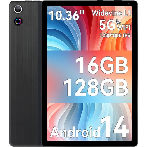 Ainmel 10 Inch Android 14 Tablet, 16GB RAM, 128GB ROM (Expandable to 1TB), Octa-Core Processor, 1280 * 800 IPS HD Touchscreen, 5G