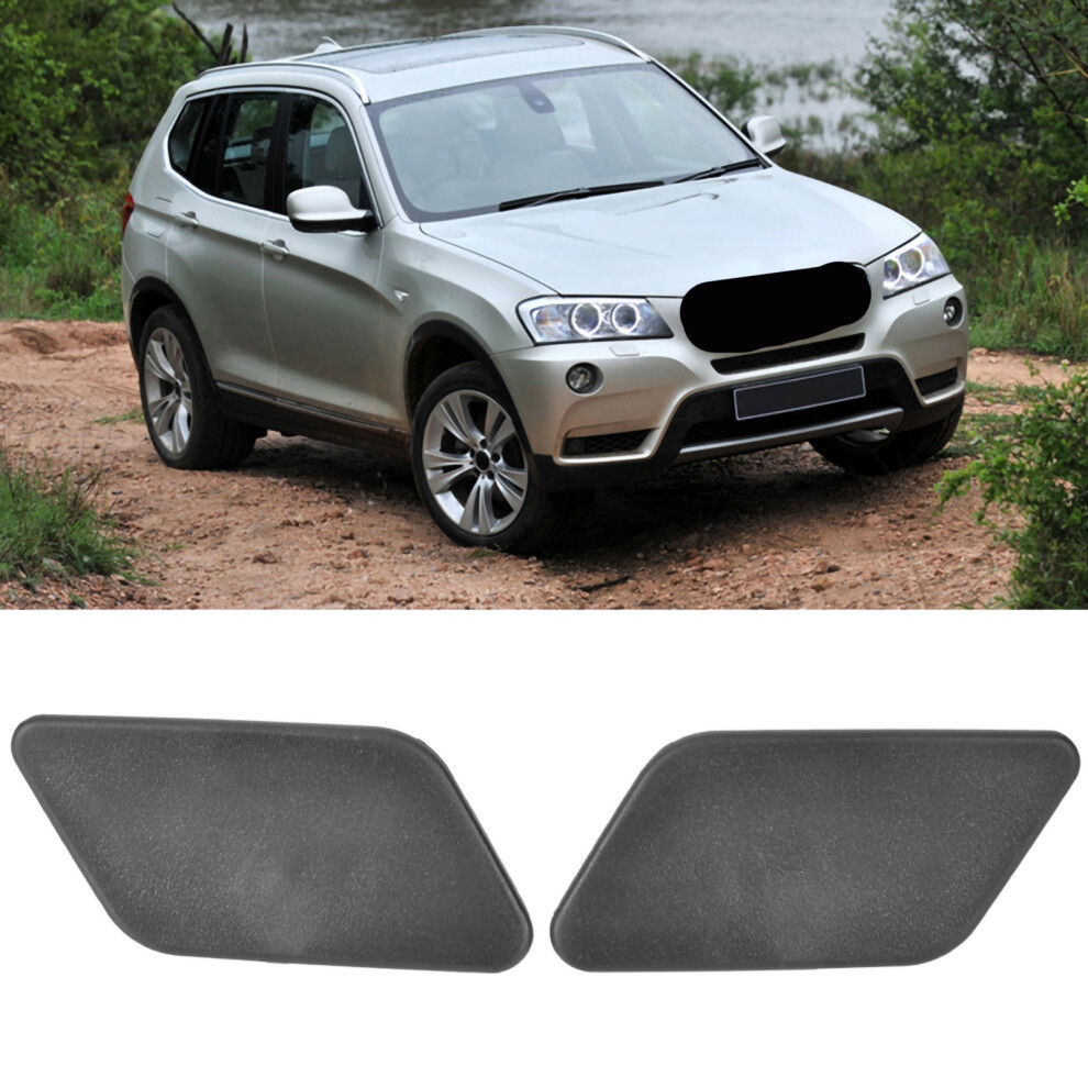 Pair Of Headlight Washer Jet Nozzle Cover Cap Fit For F25 2010-2014 51117261100 Black 7901323696372