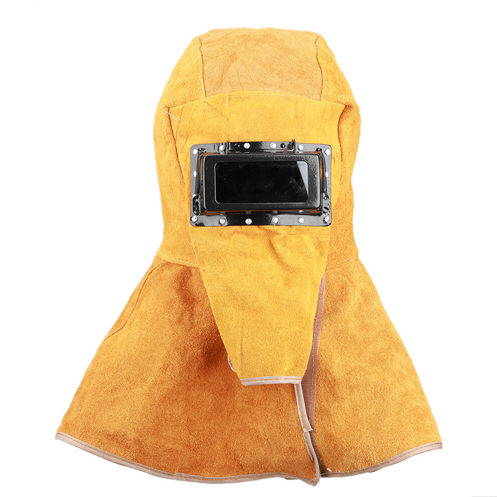 Cowhide Welding Helmet Shawl Dual Lens Anti Spatter Heat Insulation Welder Working Protective Guard 4291323701712