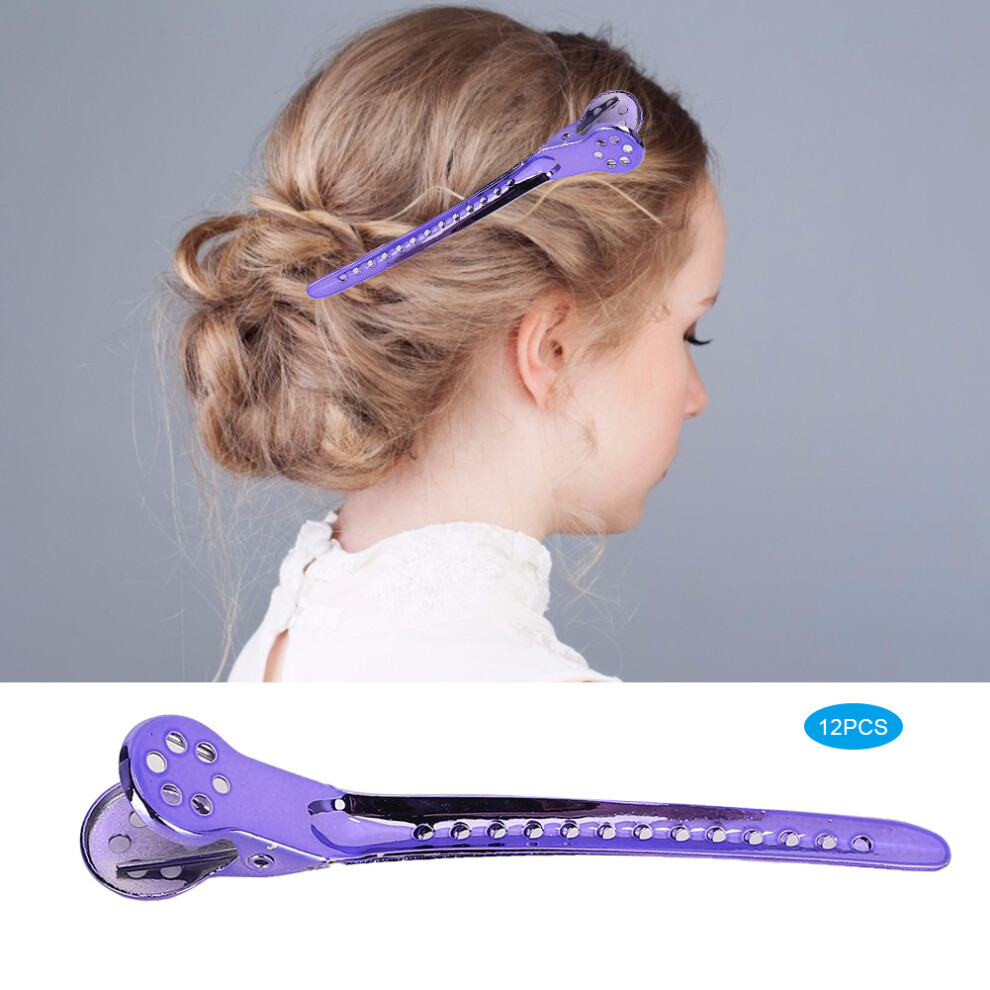 Unisex 12Pcs Duckbilled Clip Steel Hairdressing Hairstyle Pin For Hair Salon Barber Shoppurple