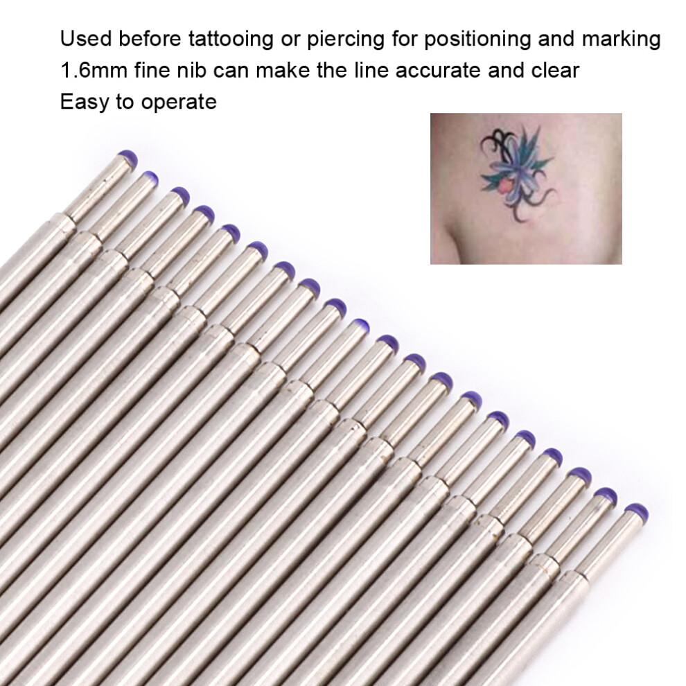20pcs / Box Tattoo Skin Marker Pen Cores Microblading Marking Pen Refill AccessoryBlue