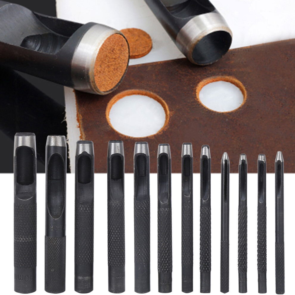 12Pcs Diy Hollow Hole Puncher Leather Craft Punch Set Leather Hole Punching Tool1-10Mm 4641323704976