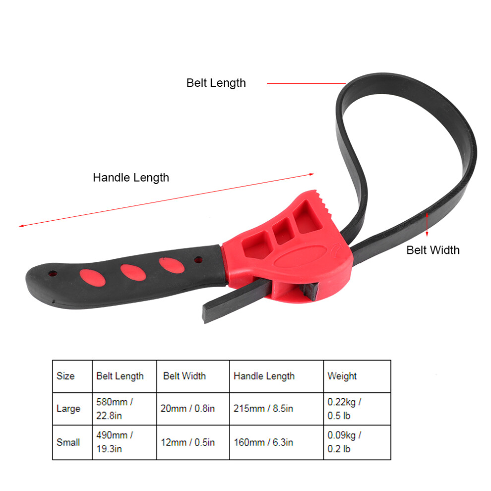 2Pcs Non-Slip Belt Type Oil Filter Wrench Tighten Loosen Removal Spanner Car Repair Hand Tools 4651323710365