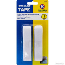 Self Adhesive Valcro Hook & Loop Tape Strip 20mm x 1M white