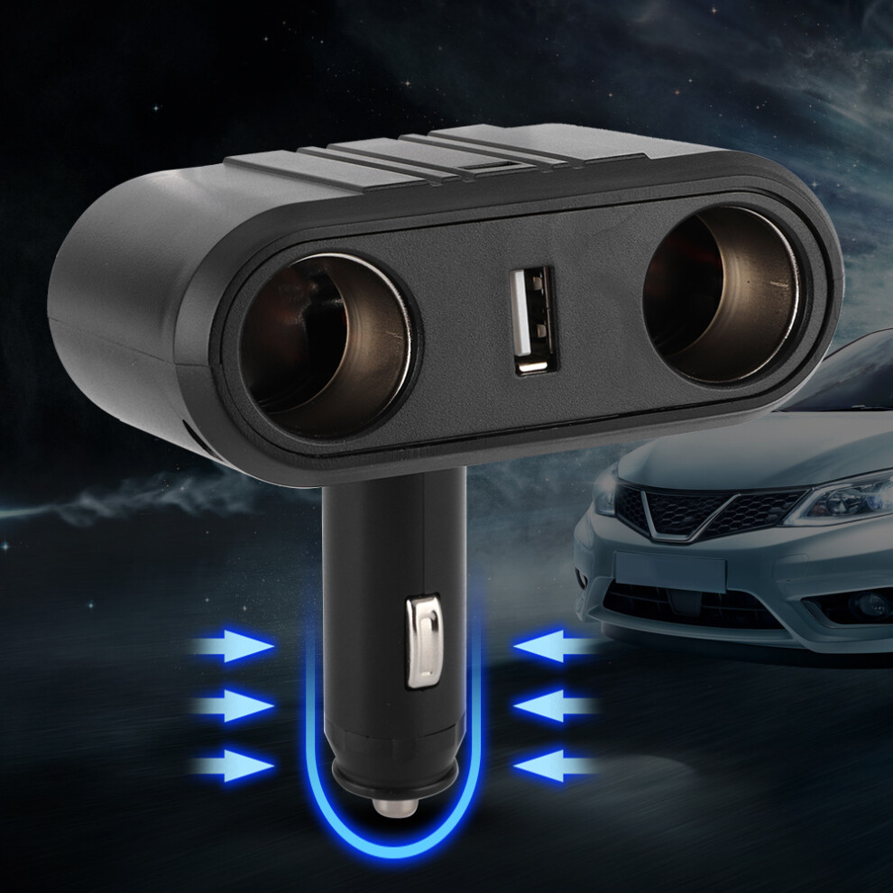 Universal Car 2 Way Cigar Lighter Splitter Charger Adapter With Usb Fast Charge Port 12-24V 9381323716825