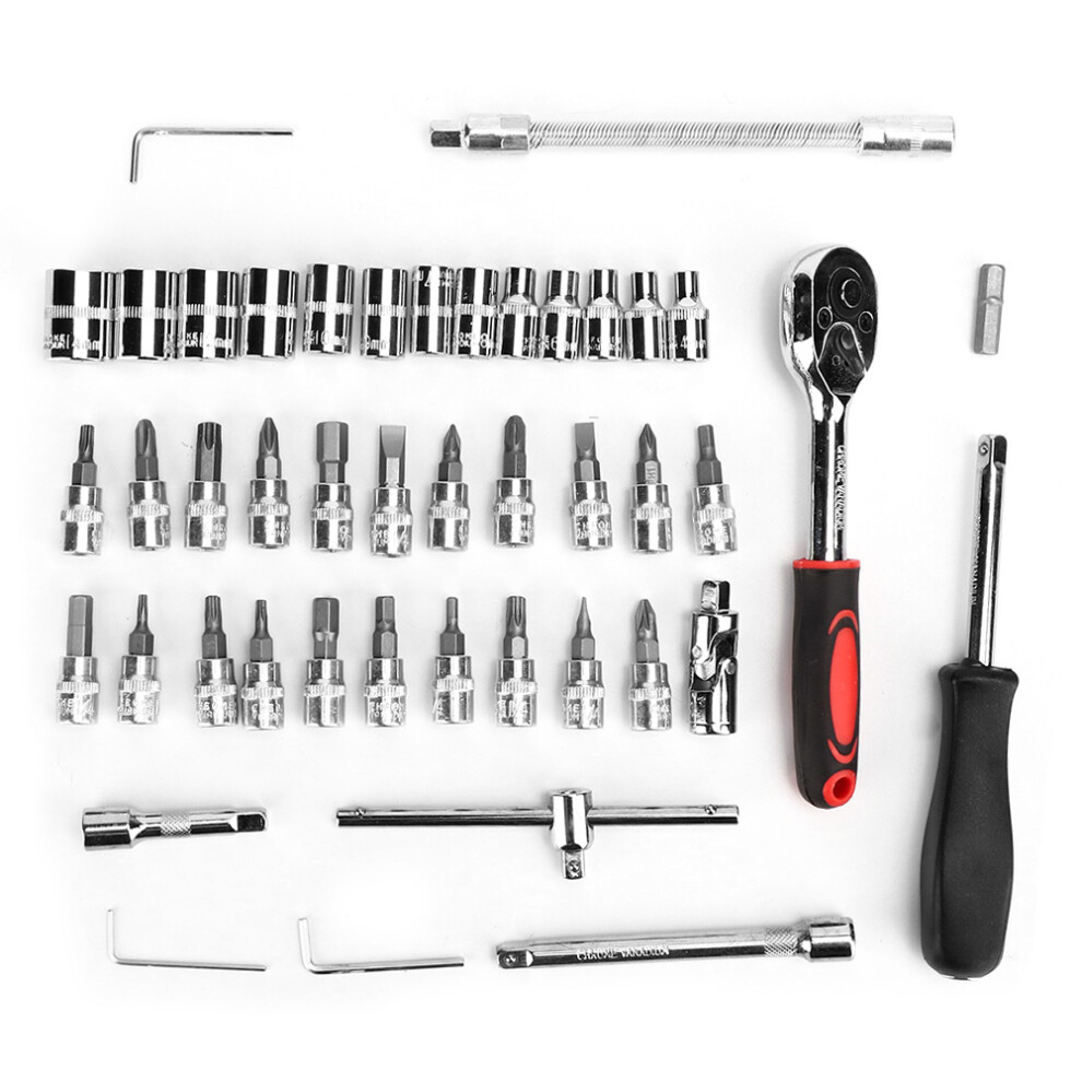 46Pcs/Set Socket Wrench Kit 1/4In Drive Ratchet Metric Garage Car Repair Tool 7641323717195