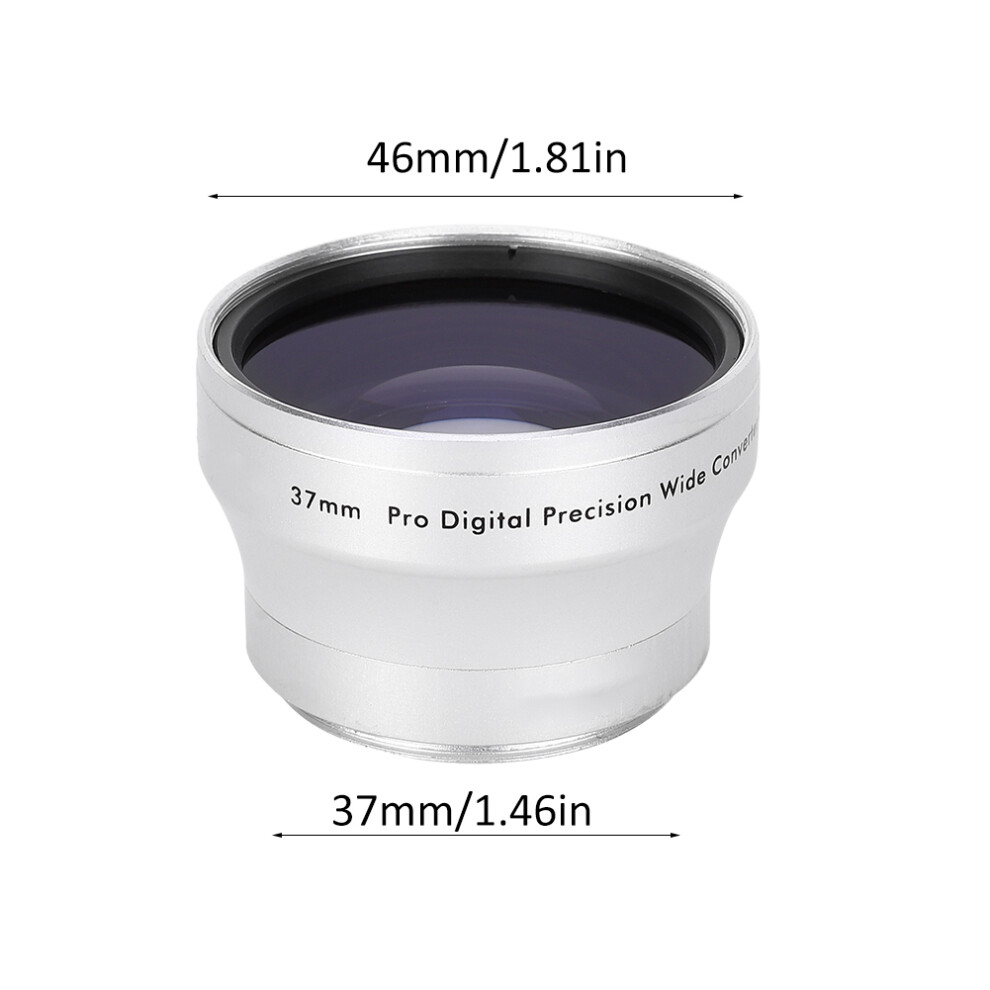0.45X Optical Glass Camera Wide Angle Magnification Additional Lens For 37Mm Camera Lenses Silver 8701323719830