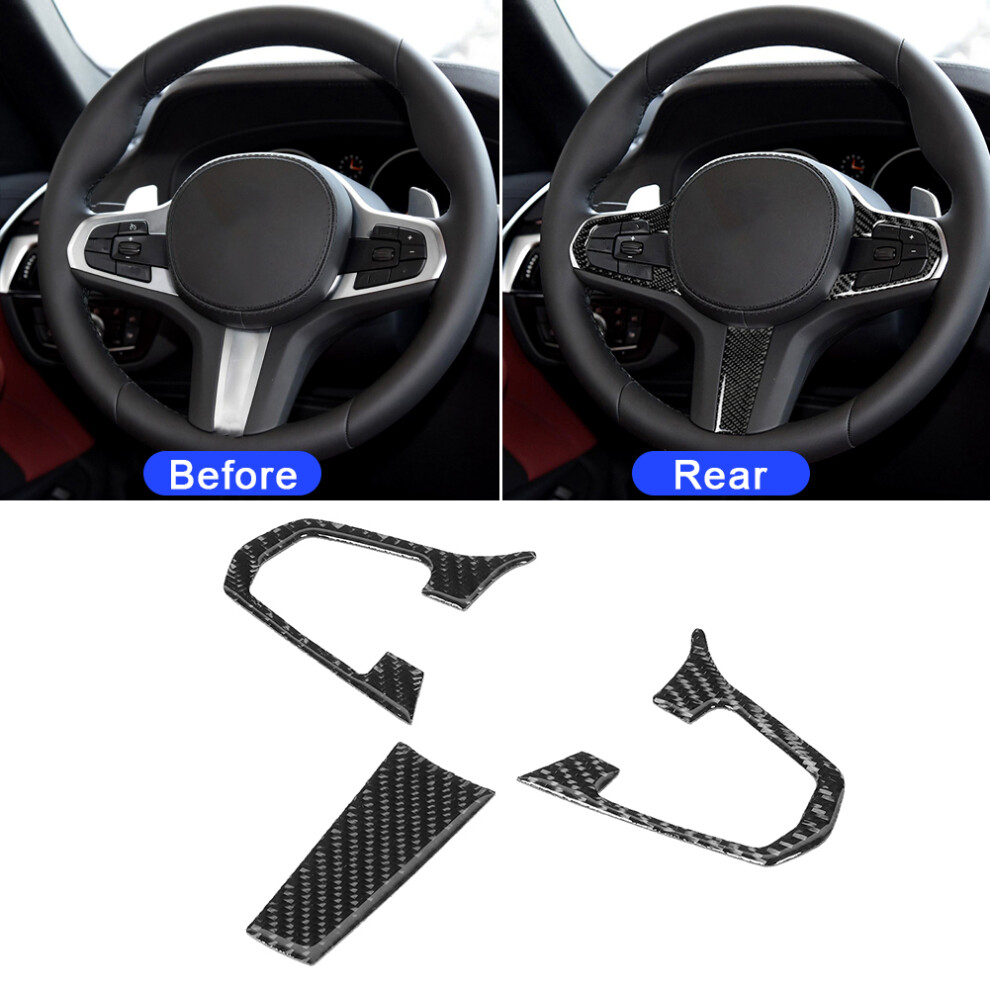 3Pcs/Set Carbon Fiber Interior Steering Wheel Trim Fit For 5 Series G30 8451323721981