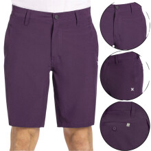 (Burgundy, W32) HURLEY Mens Shorts Chino Polyester Regular Casual Summer Holiday Half Pant