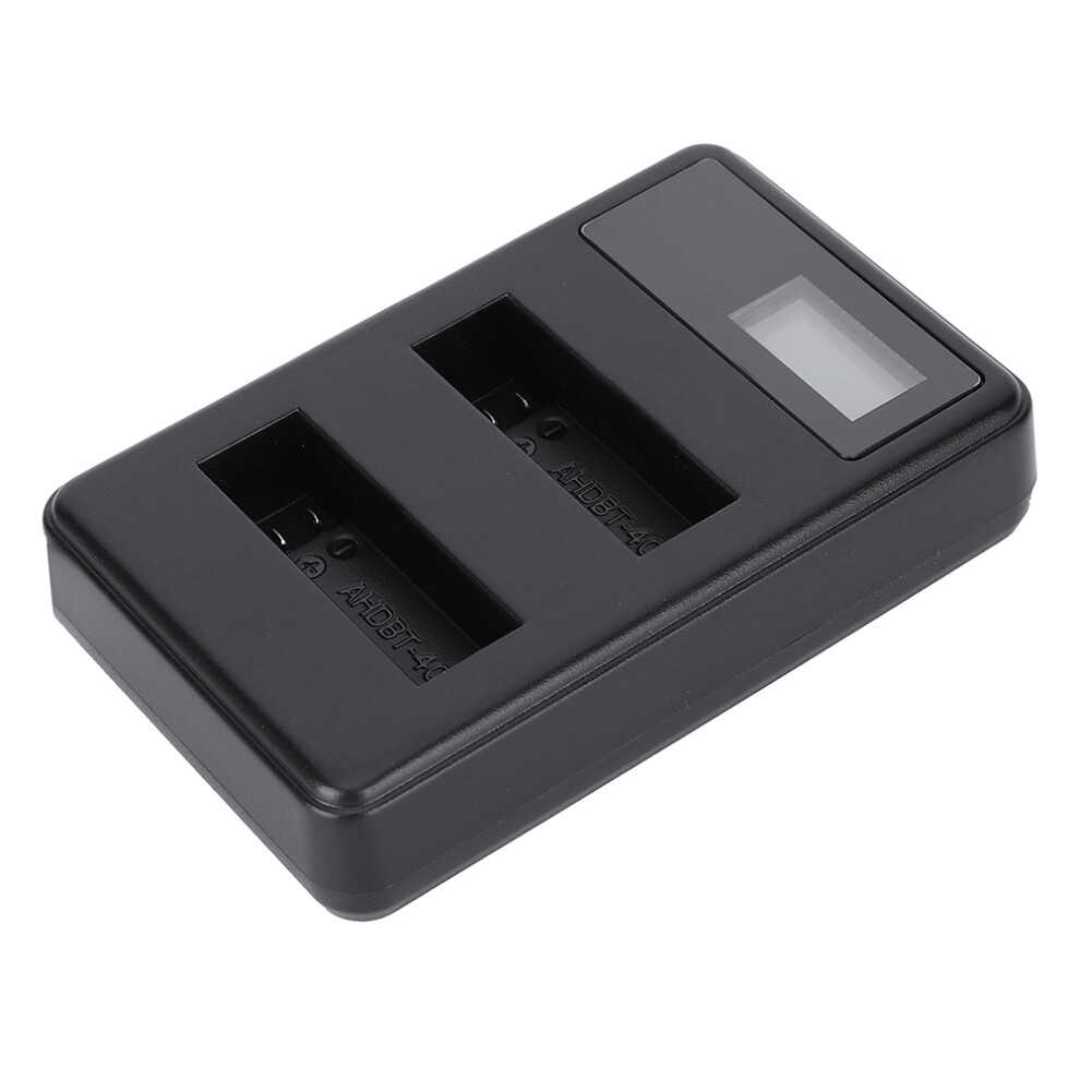 Seivi Ahdbt-401 Actions Camera Dual Slot Battery Charger With Lcd Charging Display For Gopro 4 7891323740420
