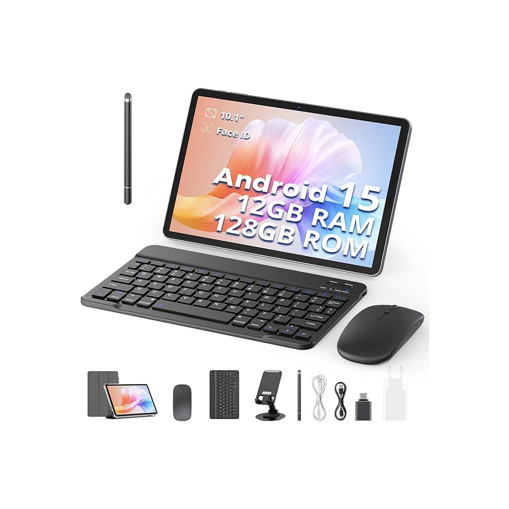 Android Tablet, 2025 Newest 10 inch Tablet with Keyboard, Stylus Pen, Mouse and Case | Widevine L1 | T606 Octa-Core | 1280x800 HD IPS Screen | 6000mAh