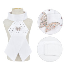 3PCS Combed Cotton White Adults Children Horse Riding Collar Flower Necktie Brooch Equestrian AccessoryButterfly Free Size