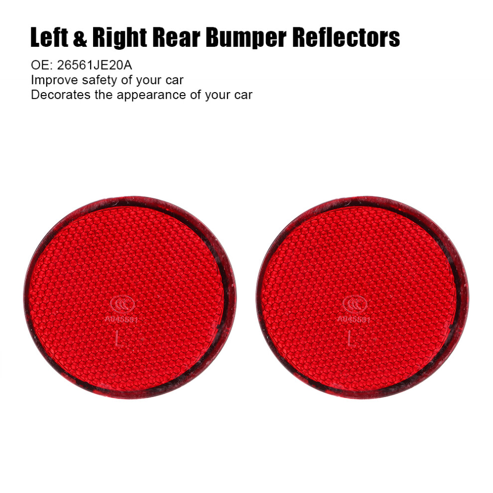 2Pcs Lens Left & Right Rear Bumper Reflectors 26561Je20a Fit For Nissan Qashqai 07-15 Red 3611323746963