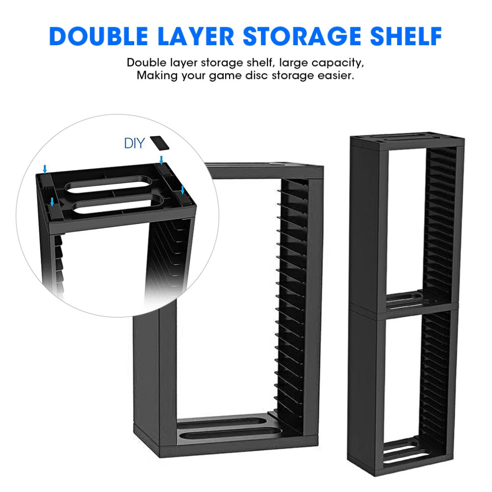 19221 Abs Game Disc Storage Tower Double Layer Shelf Stand Organizer For Ps4 Slim Pro 5001323748858
