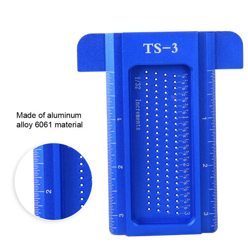 TS-3 Aluminum Alloy Ruler Woodworking Measuring Tool Mini Scriber Hardware AccessoryBlue 2