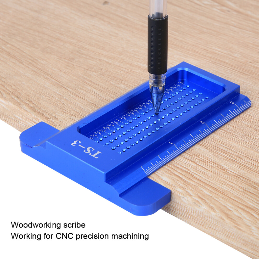 Ts-3 Aluminum Alloy Ruler Woodworking Measuring Tool Mini Scriber Hardware Accessoryblue 9401323752941