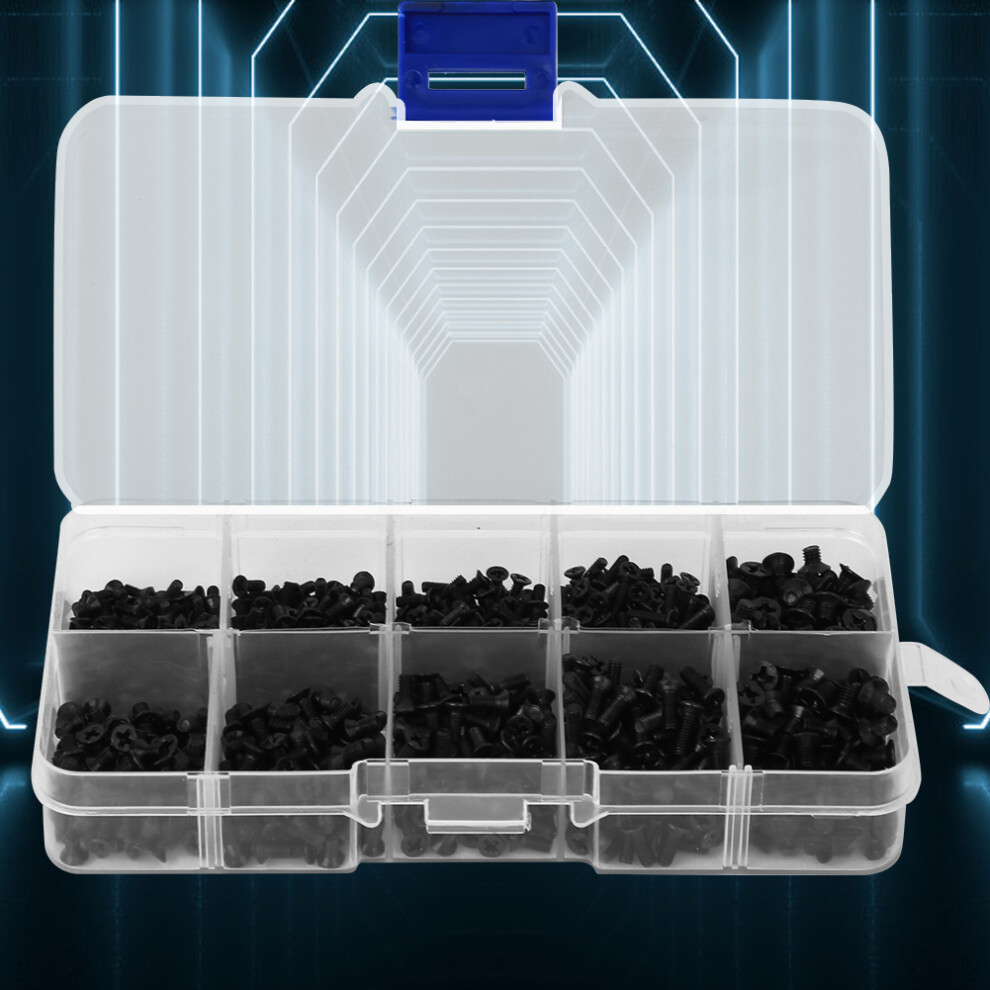 Flat Head Machine Screw Cross Black Carbon Steel Electronics Industry Fasteners1000pcs 8411323759599