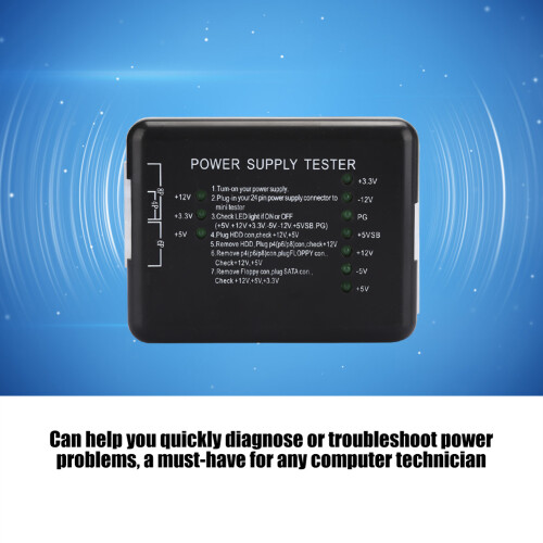 Schwarzer ABS-Netzteiltester für ATX-Computer mit LED-Anzeigenleuchte