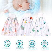 2pcs Washable Baby Diaper 3 Layers Reusable Infant Soft Cotton Diaper Cloth Skirt