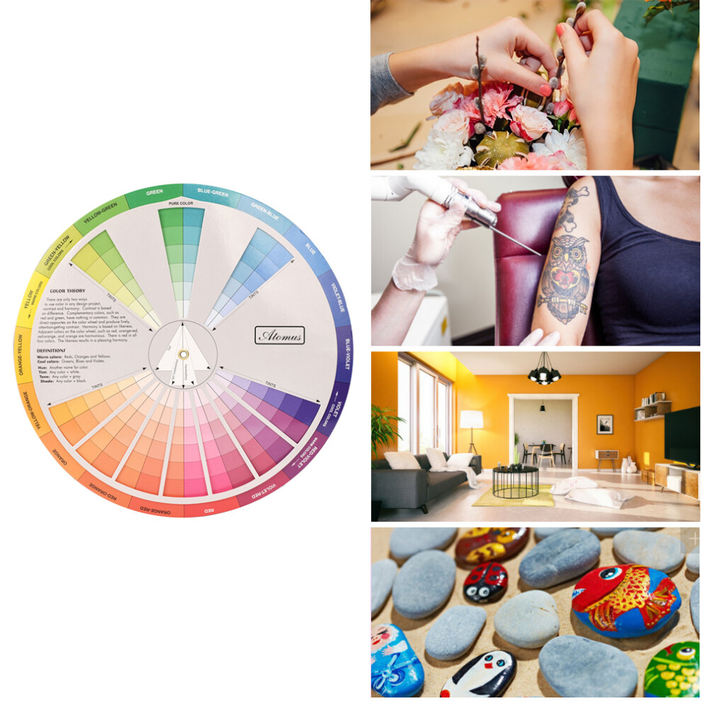 Tattoo Color Wheel Paper Card Color Learning Guide Nail Pigment Selector Card
