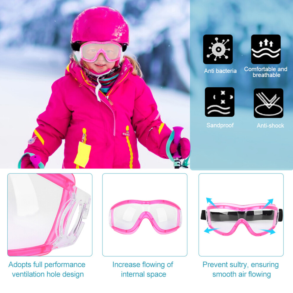 Children Anti Fog Dustproof Waterproof Goggles Unisex Kid Cycling Windproof Protective Safety Glasses(Pink ) 7601323774161