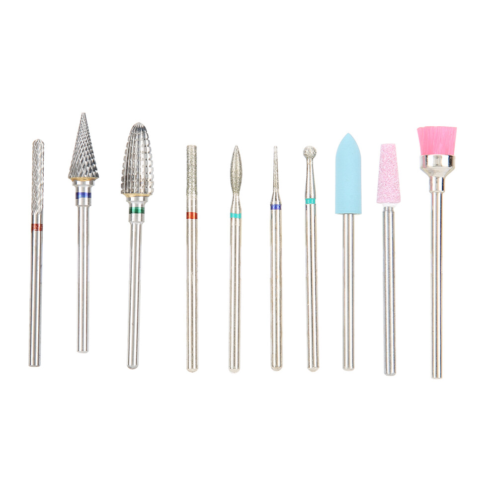 10pcs Electric Nail Drill Bits Kit Manicure Pedicure Nail Polishing Machine Spare Parts Accessory