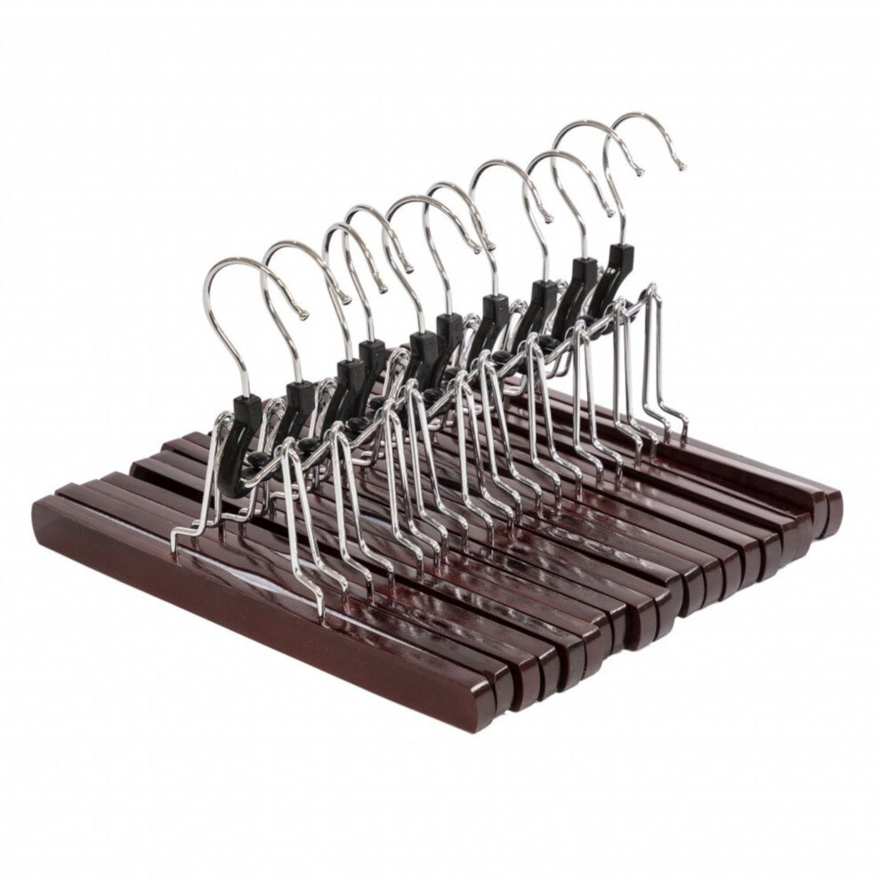 Oypla Pack of 10 Brown Wooden Non-Slip Clothes Garment Coat Skirt Trouser Hangers